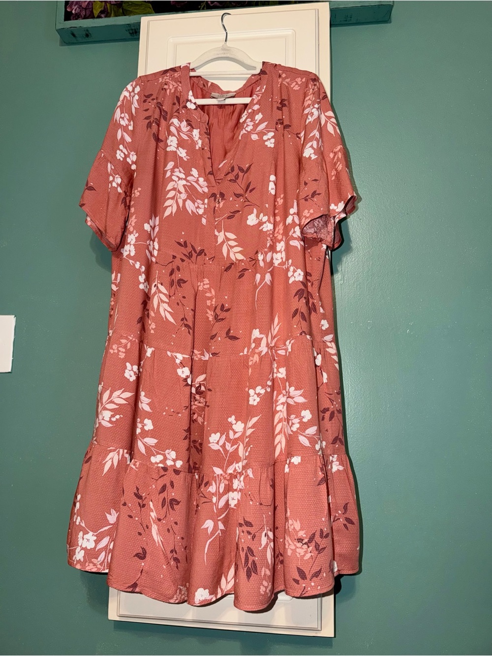 LOFT Women's Floral Ruffle Hem Dress in Dusty Rose